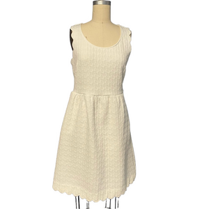 White Textured Mini Dress w/ Lace Back & Pockets | Size 6 - Dalia